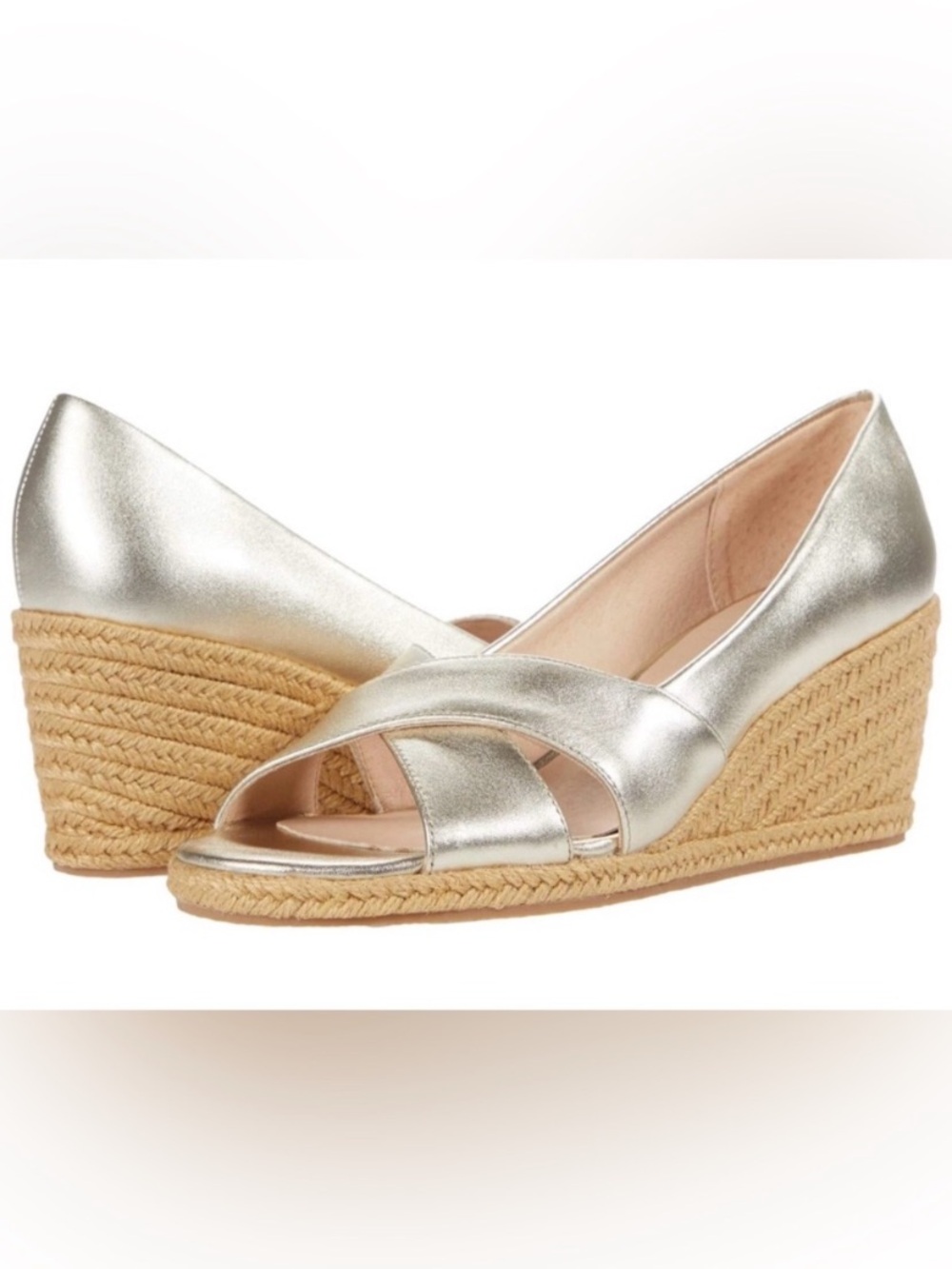 NEW w/ Box Jack Rogers Palmer Criss Cross  Peep-Toe Espadrille Wedges